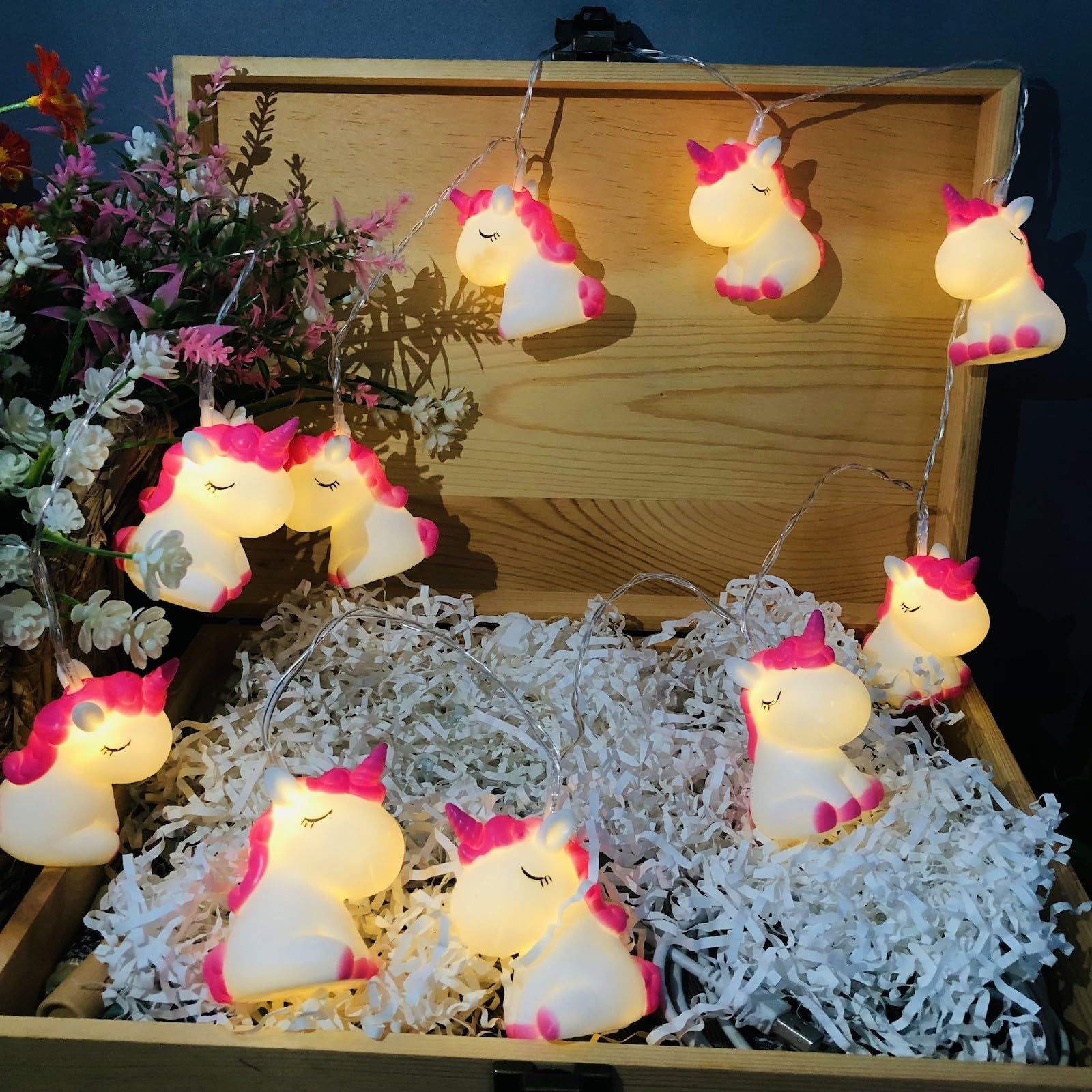 Riaxuebiy Cute Unicorn String Lights USB Operated LED Unicorn Night Lights for Bedroom Birthday Unicorn Party Christmas Decoration (Pink Unicorn, 1.65m/10led)