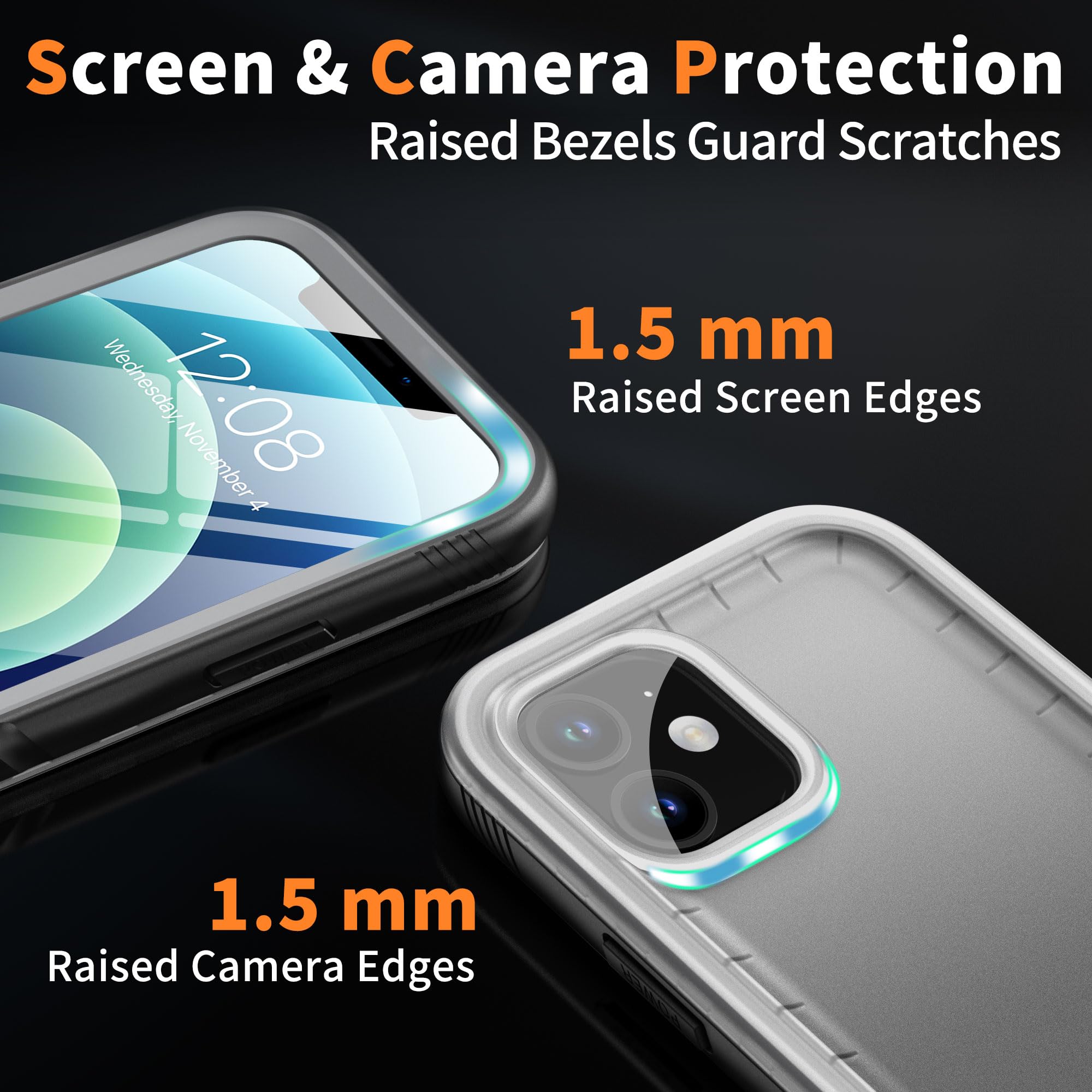 Cozycase Ultra Resistente Funda para iPhone 12/12 Pro Impermeable Antigolpes Militar Transparente 360 Grados Carcasa 12Pro Doble Waterproof Acuatica Sumergible Agua con Protector Camara Pantalla