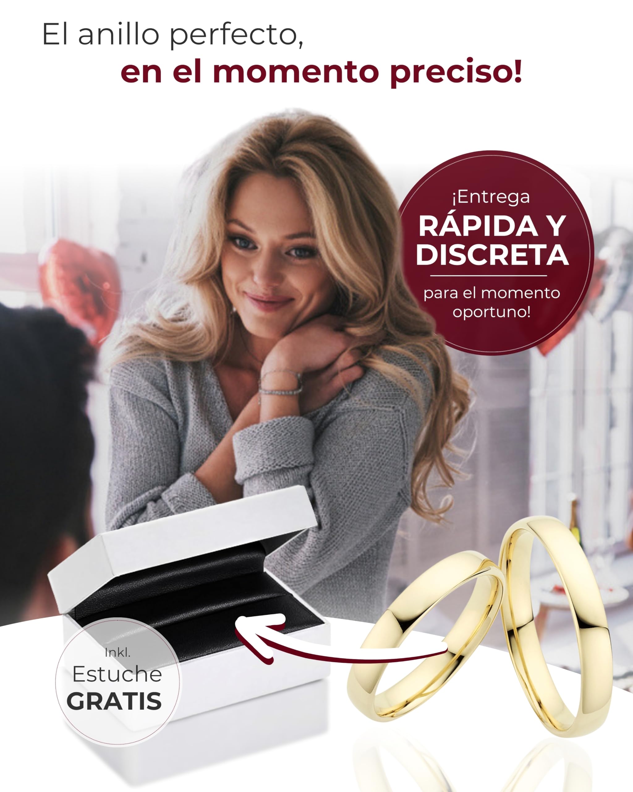 123traumringe Alianzas de Oro 333 | Precio Por Pares Incluye Grabado | Amarillo Para Él y Ella | Anillos de Boda, Compromiso y Pareja | P21, Dorado