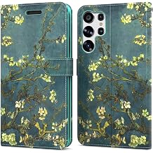 CoverON Pouch for Samsung Galaxy S23 Ultra Wallet Case, RFID Blocking Flip Folio Stand Vegan Leather Phone Cover Sleeve 6 Card Slot Holder Fit Galaxy S23 Ultra Case - Almond Blossoms Van Gogh