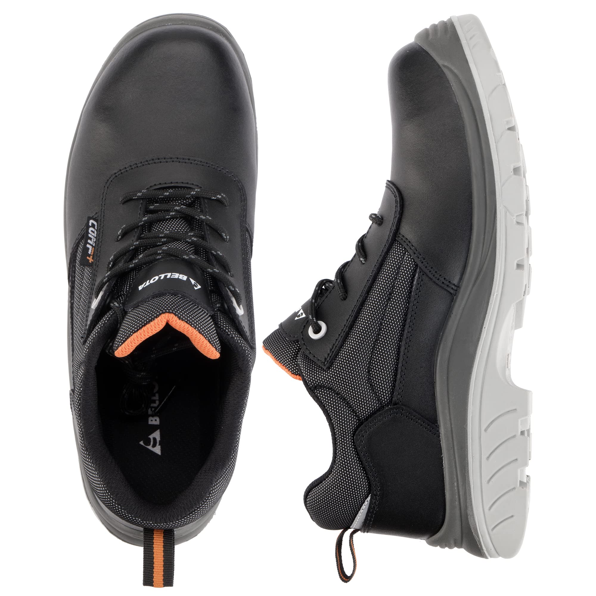 Bellota 72308NJS3 - Zapato de Seguridad Comp+ Negra S3 de Hombre y Mujer de Piel Hidrofugada Lisa, Acolchada y Resistente