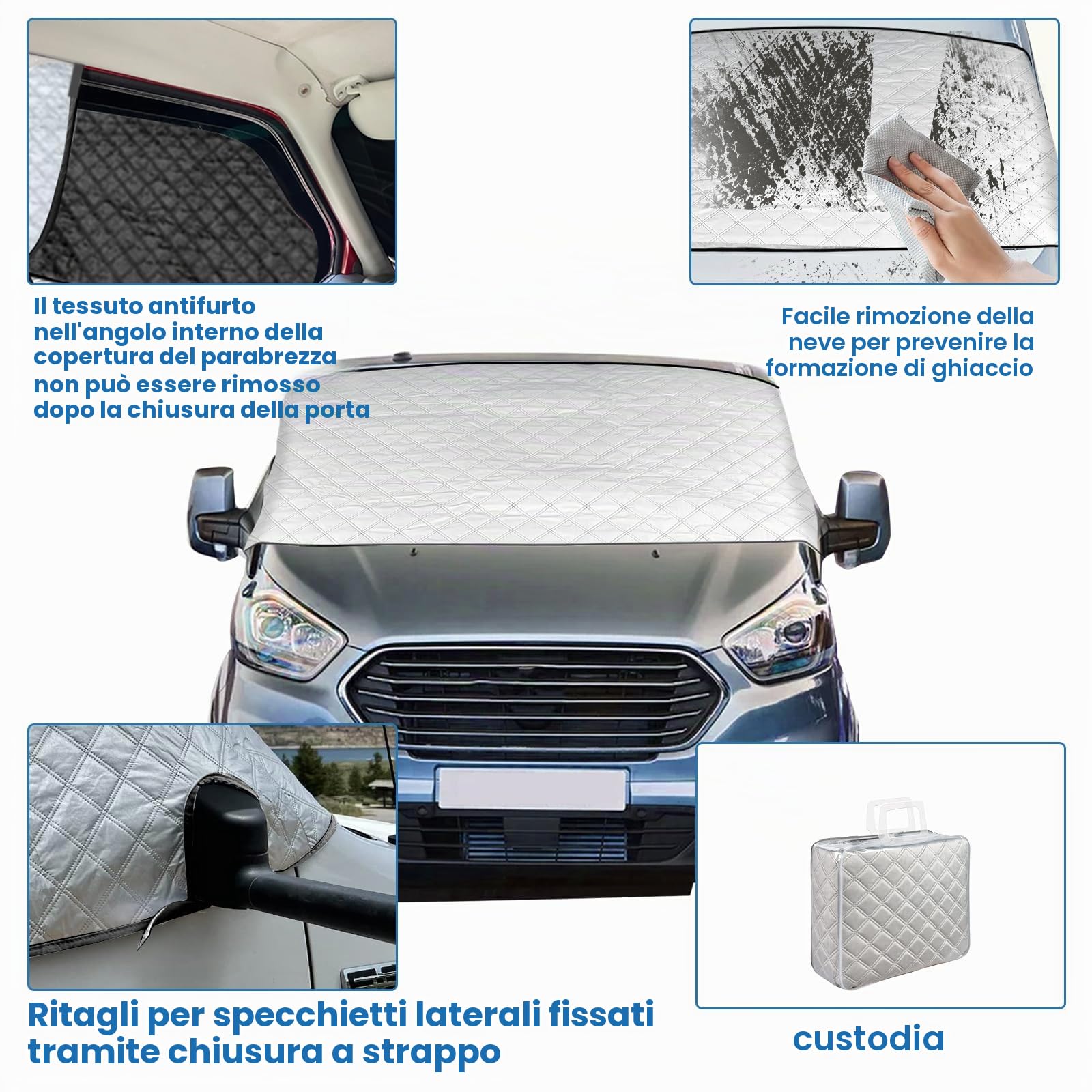 Copertura parabrezza anteriore per Ford Transit Van MK7 2006-2013, copertura parabrezza termica impermeabile, protezione da neve e ghiaccio, protezione dalla polvere, pellicola parasole