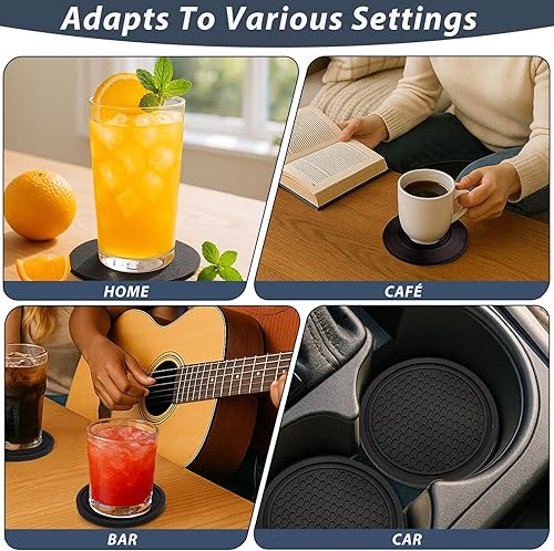 Miniatura 3 de Posavasos para automóvil, 6 unidades, universal, de silicona, antideslizantes, para interior del automóvil, juego de posavasos decorativos