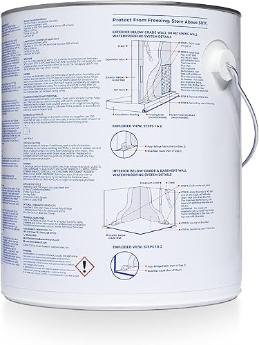 Vista 2 de AMES BMX1WRG 1 galón Blue Max, impermeable de goma líquida blanca, grado regular de 1 galón, para uso en interiores y exteriores de bajo grado