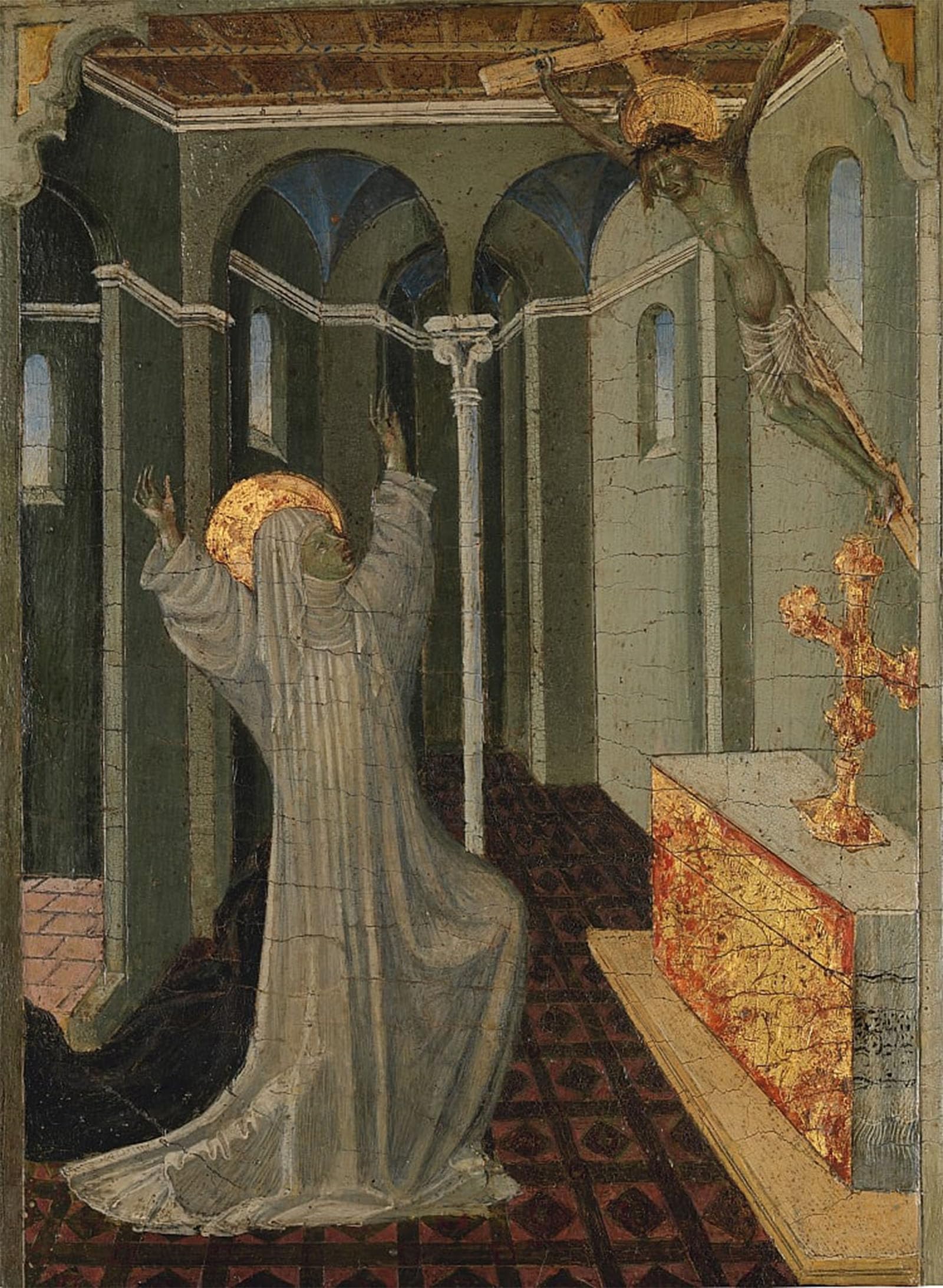 SERENDIPITP Abstract Painting Mural Print Picture Wall Decor Painting Saint Catherine of Receiving the Stigmata by Di Paolo Vintage Wall Artwork for Home Decor 60x90cm