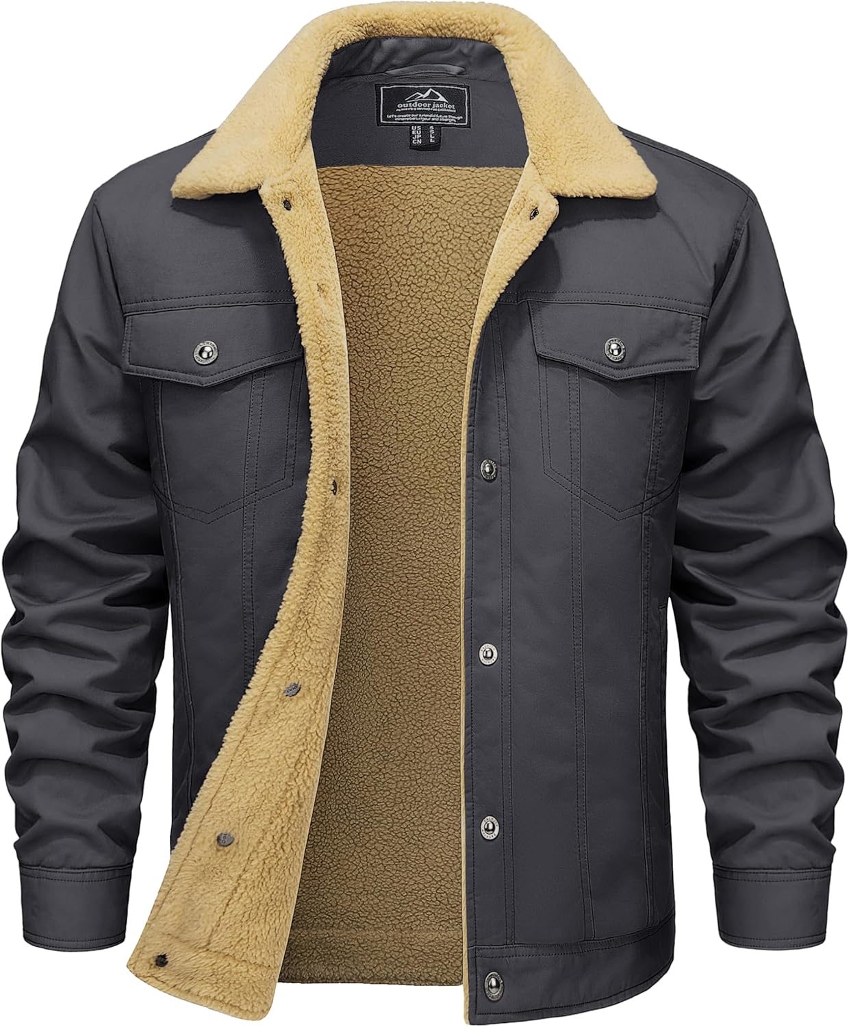 MAGCOMSEN Winter Jackets for Men Thick Thermal Fleece Lined Coats Warm Cotton Sherpa Jacket Work Cargo Multi Pockets