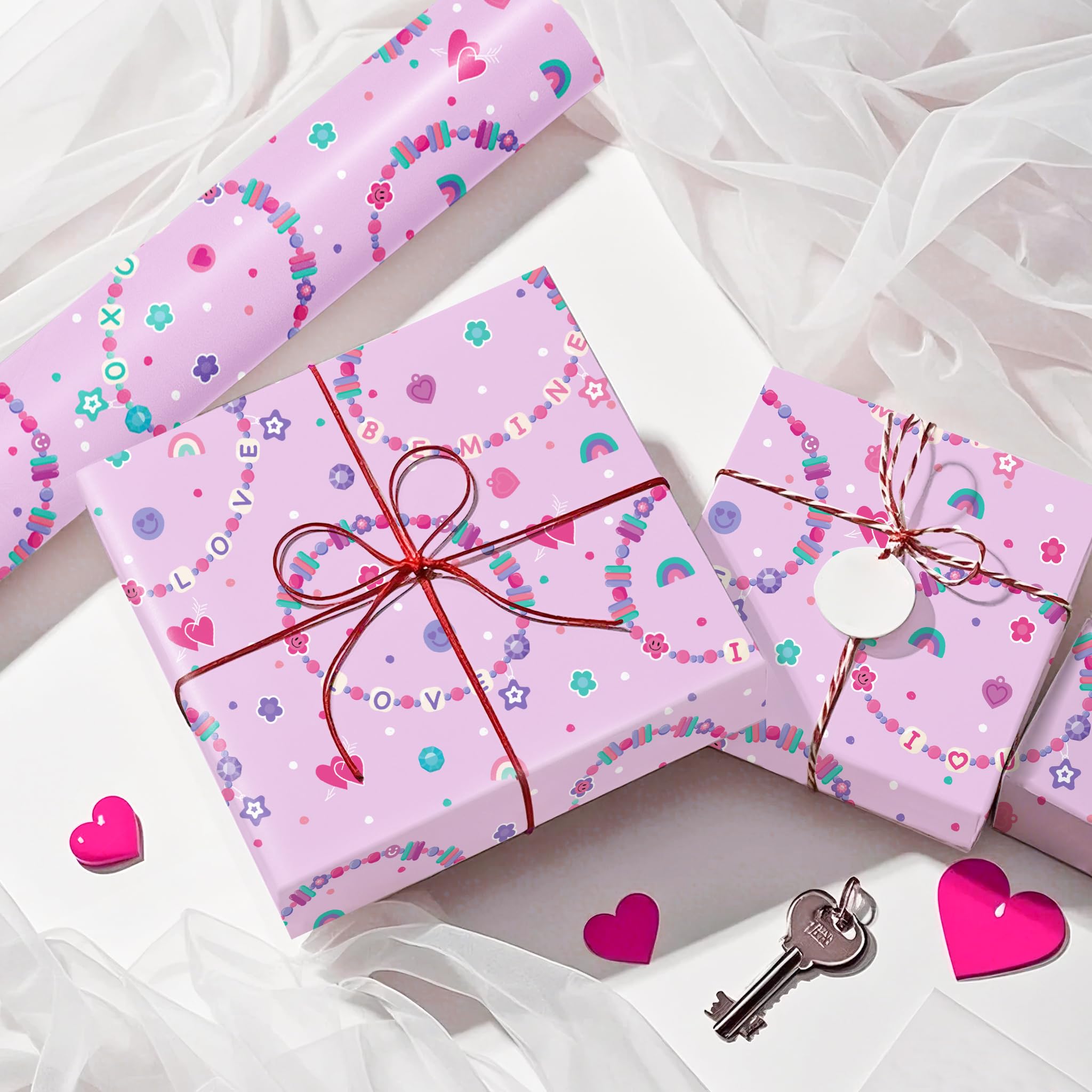 WRAPAHOLIC Strawberry Bow Wrapping Paper Roll - Mini Roll - 17 Inch X