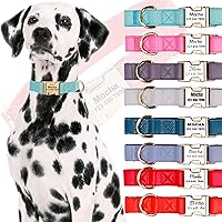 Vista 10 de Custom Large Dog Collar Solid Color Personalized Pet Collar Leather & Nylon Puppy Dogs ID Collars Engraved Name for Small Medium Large Dog