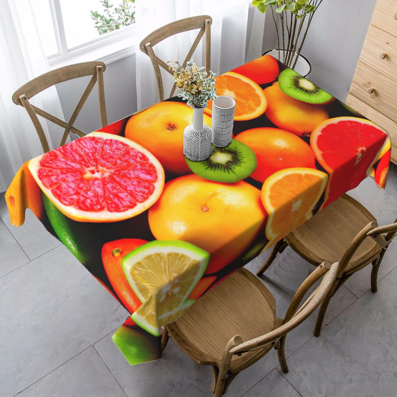 Nappe rectangulaire fruits frais pour vos repas de vacances en famille