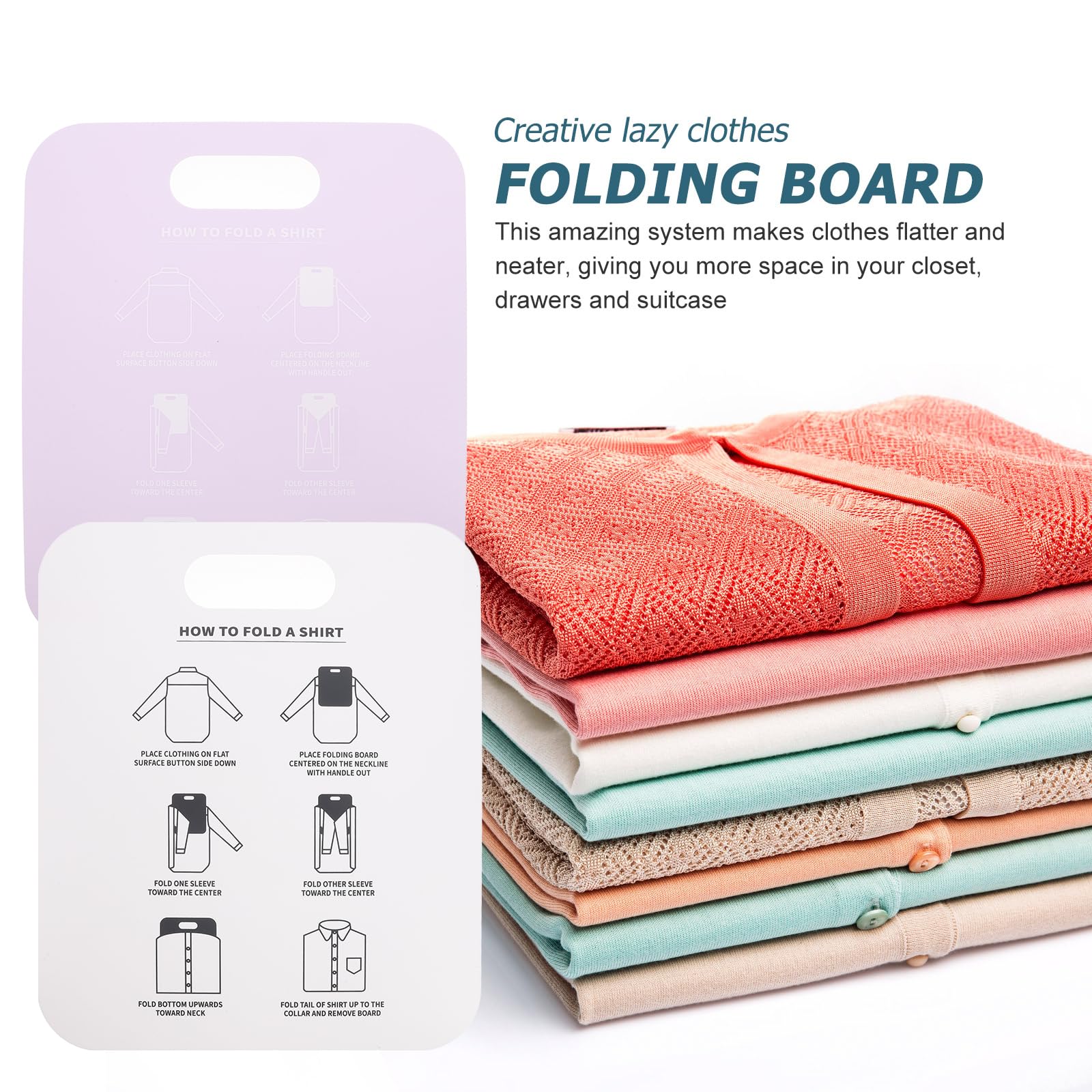 Cabilock Lot de 6 planches à vêtements pliantes pour vêtements, pantalons pliants pour chemise, pantalon, planche pliante en plastique, modèle de formulaire de chemise, doublure de vêtements de voyage