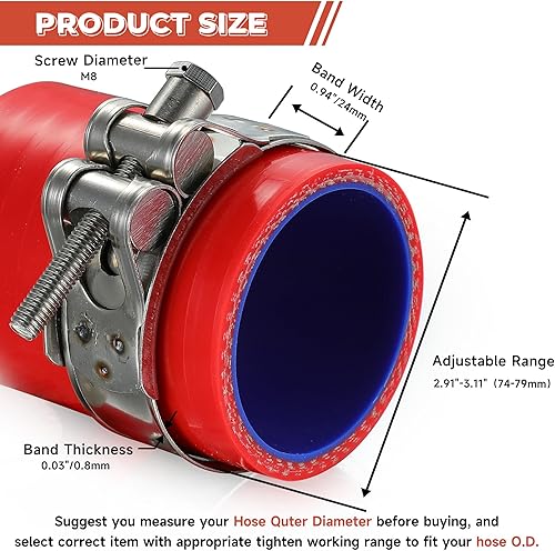 Miniatura 29 de AKIHISA Abrazadera de manguera con perno en T, abrazadera de correa de tubo de acero inoxidable 304 de rango OD de 0.669-0.748 in, abrazadera