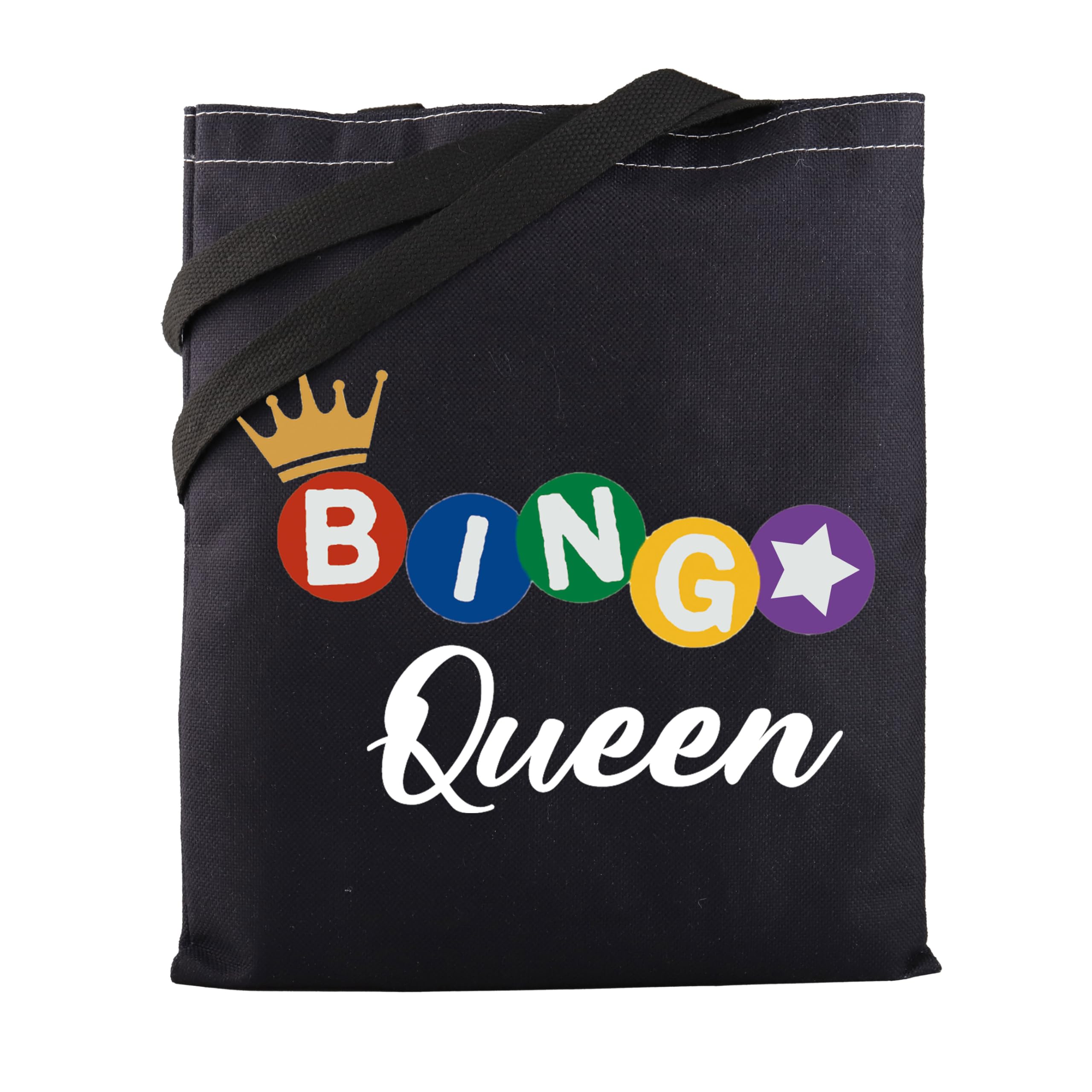 MBMSO BGO Queen Tote Bag BGO Lover Gifts Funny BGO Players Gifts BGO Shoulder Shopping Bag BGO Game Gambler Gift (BINGO Queen TB-black)