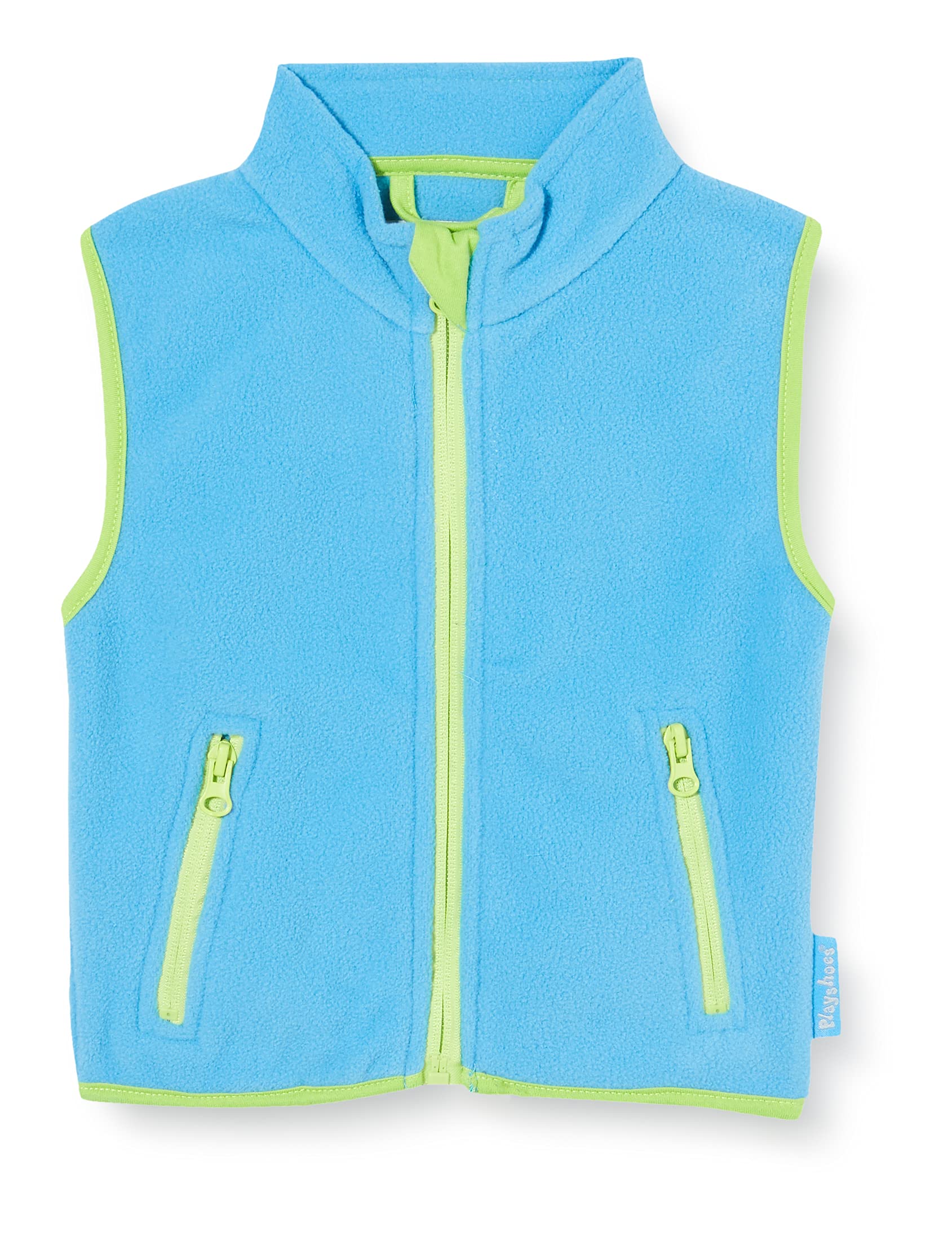 Playshoes Unisex Kid's Fleece Vest Coloured Offset Gilet, Aqua Blue, 128