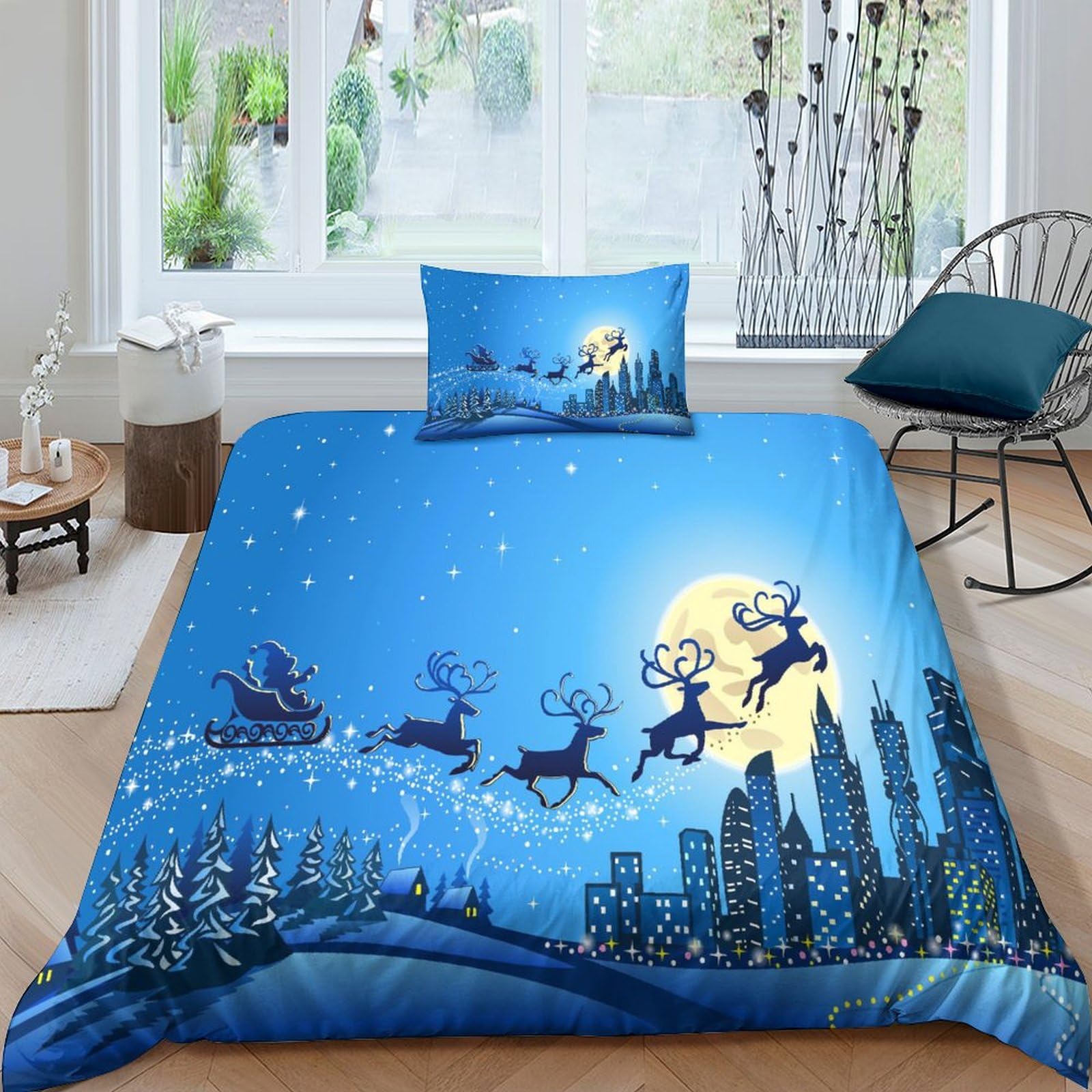 Housse de couette microfibre à fermeture éclair imprimé 3D pour lit enfant