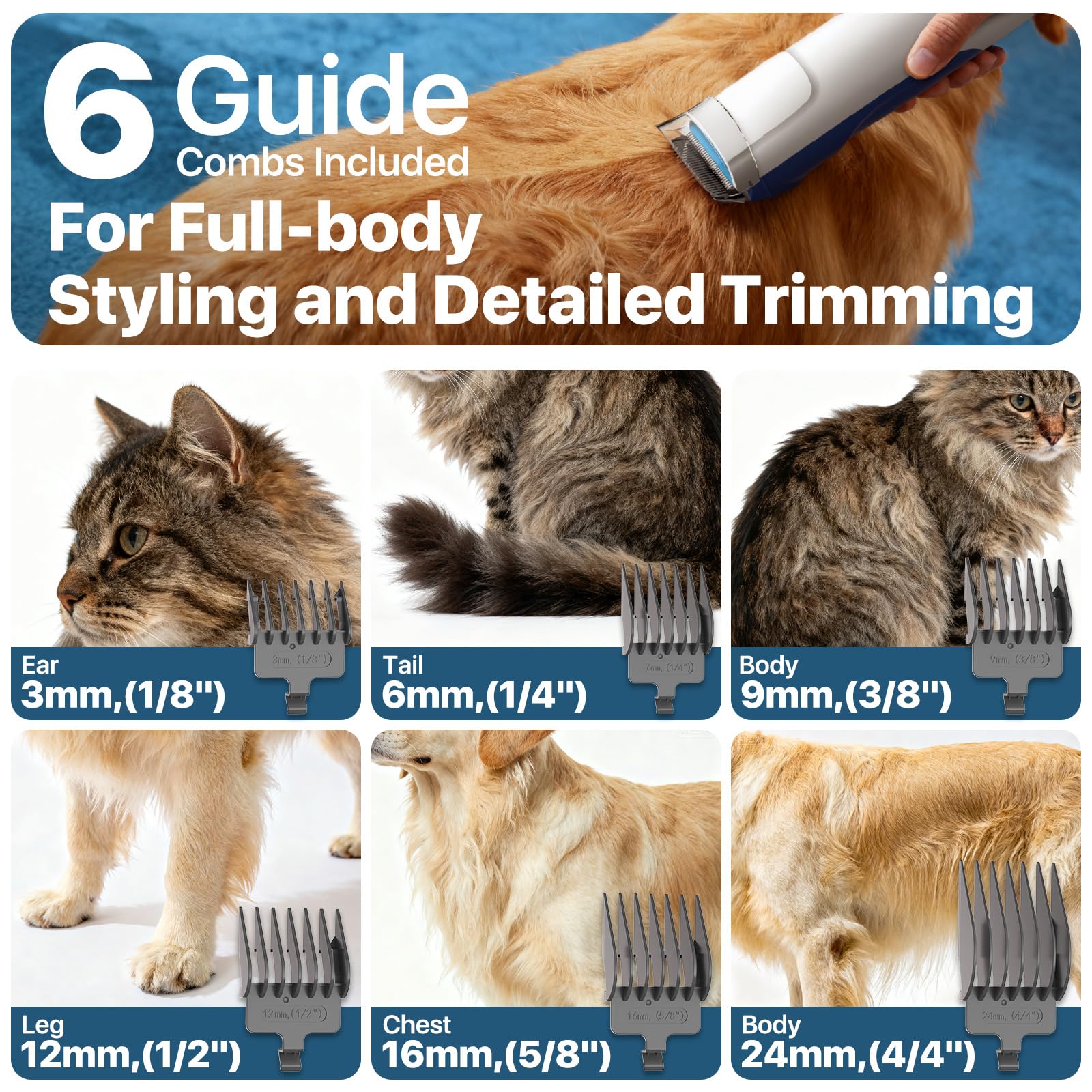 Dog Grooming Kit with Vacuum, 15000Pa Pet Hair Clipper and Shedding Brush, 50dB Low Noise, 2L Capacity, White - image 5