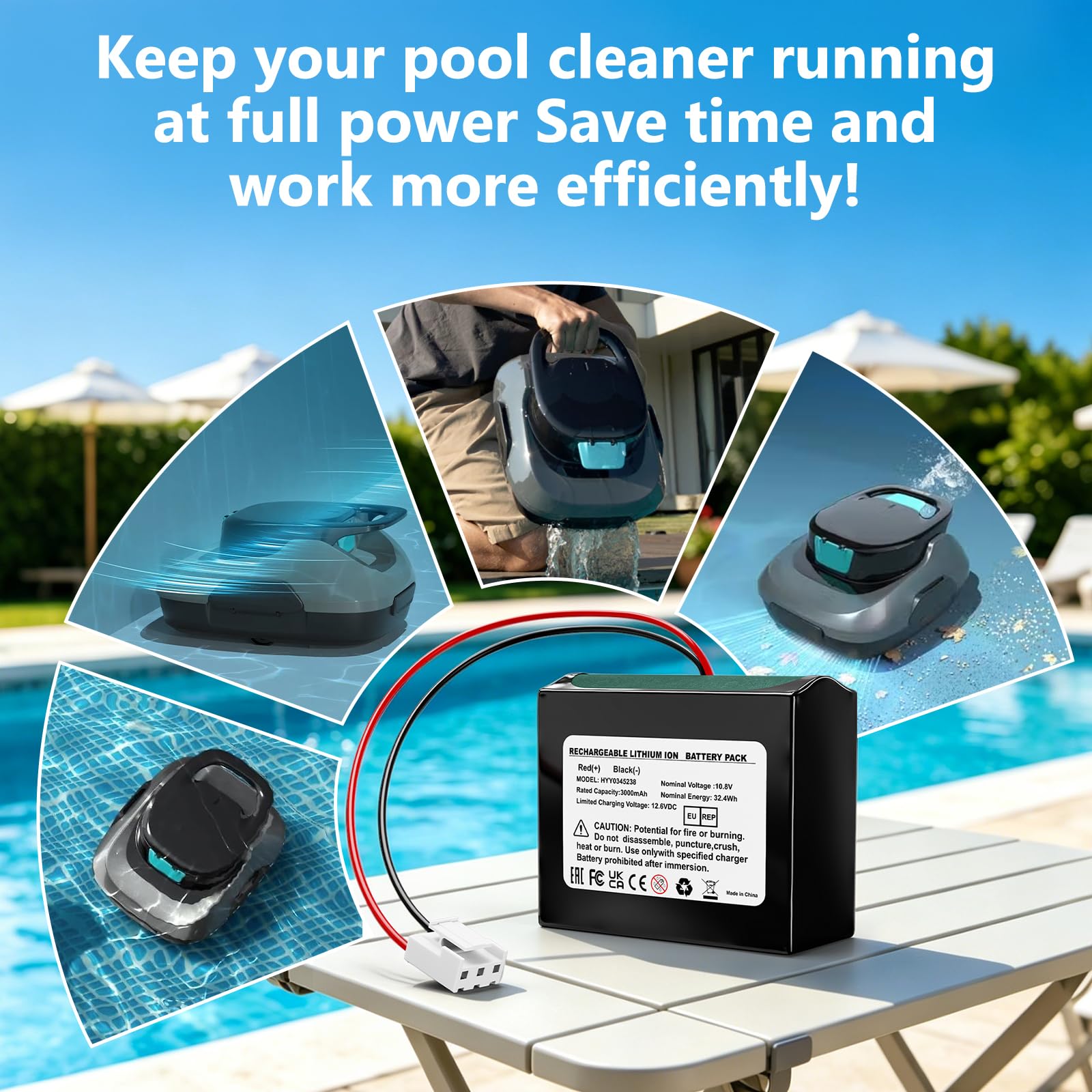 Scuba SE - Batería de Repuesto para Robot de Piscina inalámbrico Scuba SE | 3000 mAh, 32,4 Wh