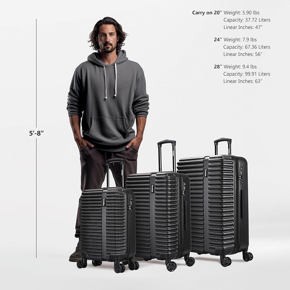 INI セット InUSA Pilot 3-Piece Hardside Luggage Sets with Spinner Wheels