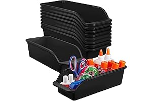 10 Pack Stackable Plastic Shelf Bins for Office, Storage, and Organization