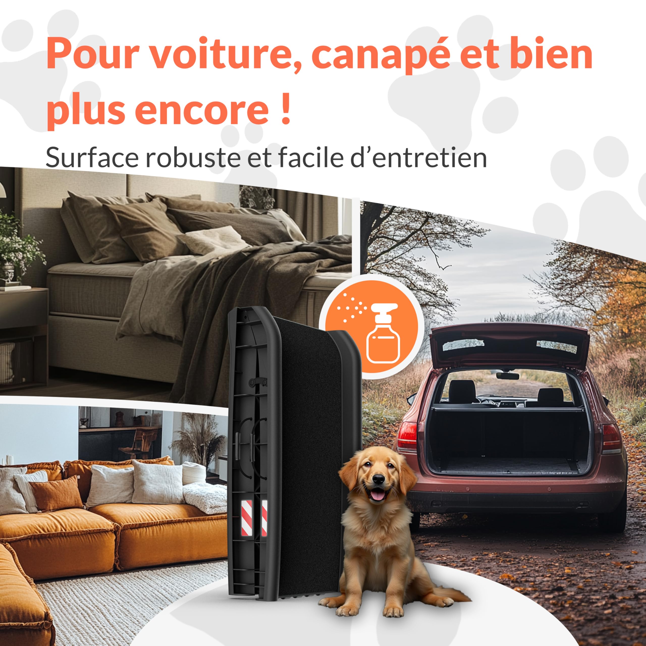 Rampe Pliable pour Chiens avec Réflecteurs Capacité de Charge 90kg Robuste CADOCA