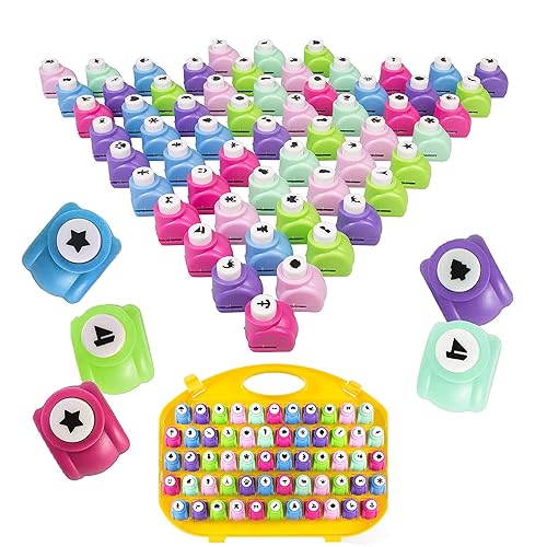 Miniatura 7 de Perforadoras de papel para álbum de recortes, 58 perforadoras pequeñas con estuche, todos diseños diferentes