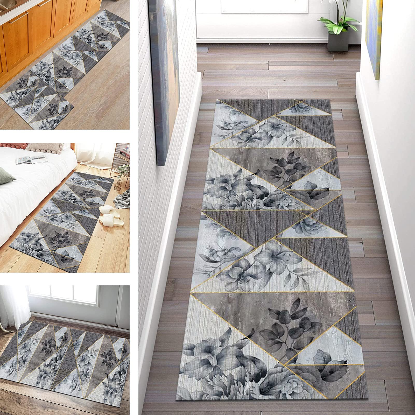 Gang Tapijt Lopers Modern Antislip Geometrische tapijtloper voor Keuken Hal Thuis Slaapkamer Kantoor Breedte 60cm/ 70cm/ 80cm/ 90cm/ 100cm (Color : A, Size : 70x600cm