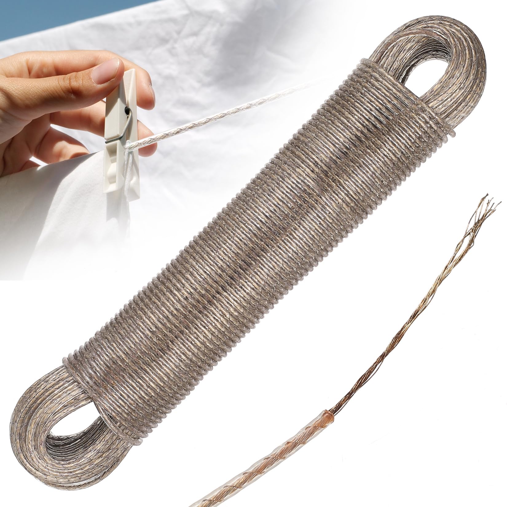 Heavy Duty Washing Line Rope, Clotheslines, 3mm Waterproof Steel Core Washing Line Heavy Duty 30m Garden Rope Clothes Lines for Outside Outdoor Garden Travel Laundry Lines Strings