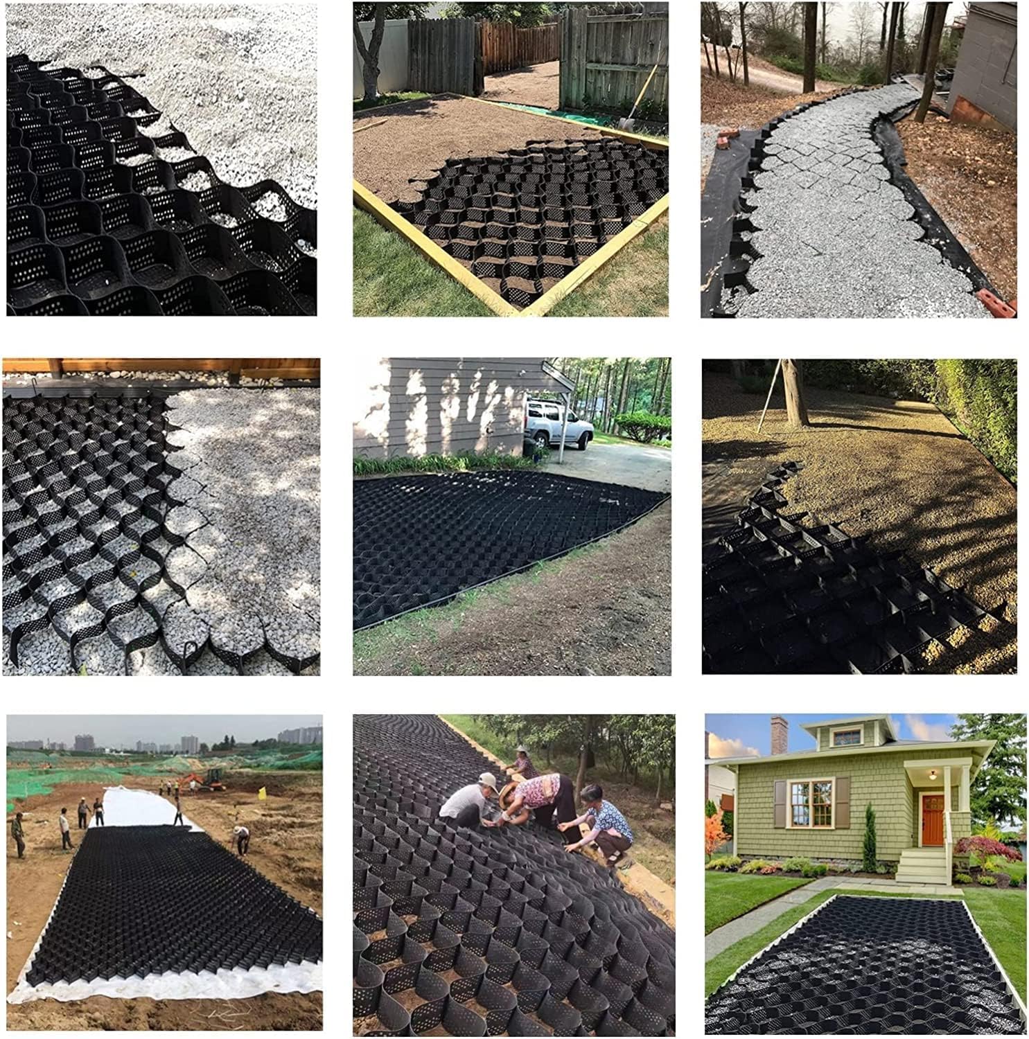 Griglia geotessile permeabile per Pavimenti, profondità 5 cm, Sistema di stabilizzazione per vialetti, patii, parcheggi per Veicoli Leggeri, Erba e Ghiaia (1x2 m/3,3x6,5