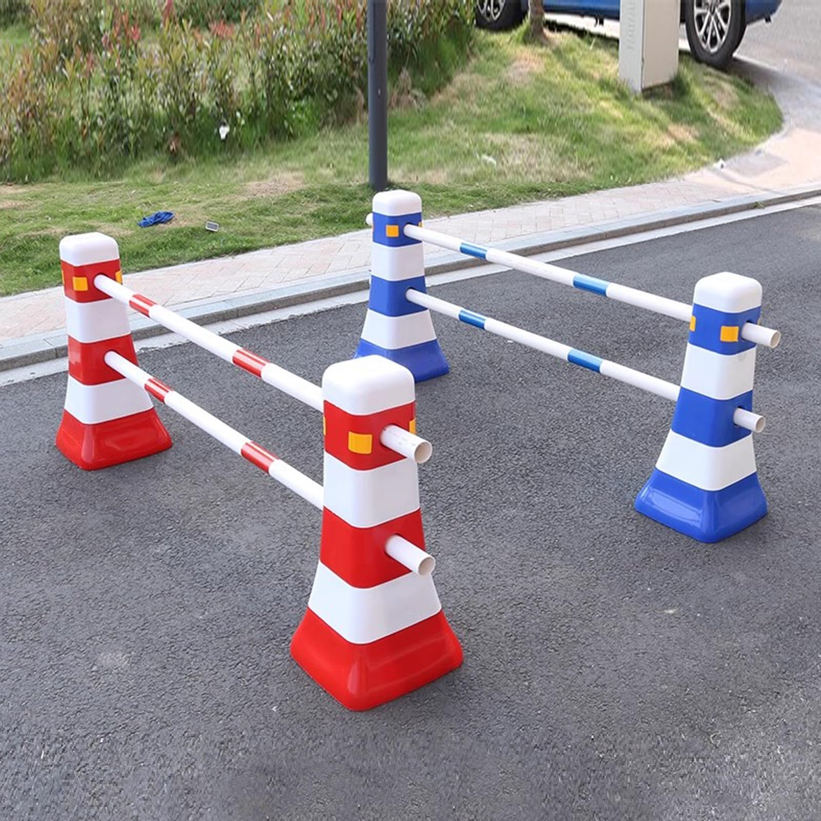 Paletti per Recinzione, Birilli stradali, Paletti delimitazione, Dissuasore parcheggio, per Cantieri edili/passerelle(Red)