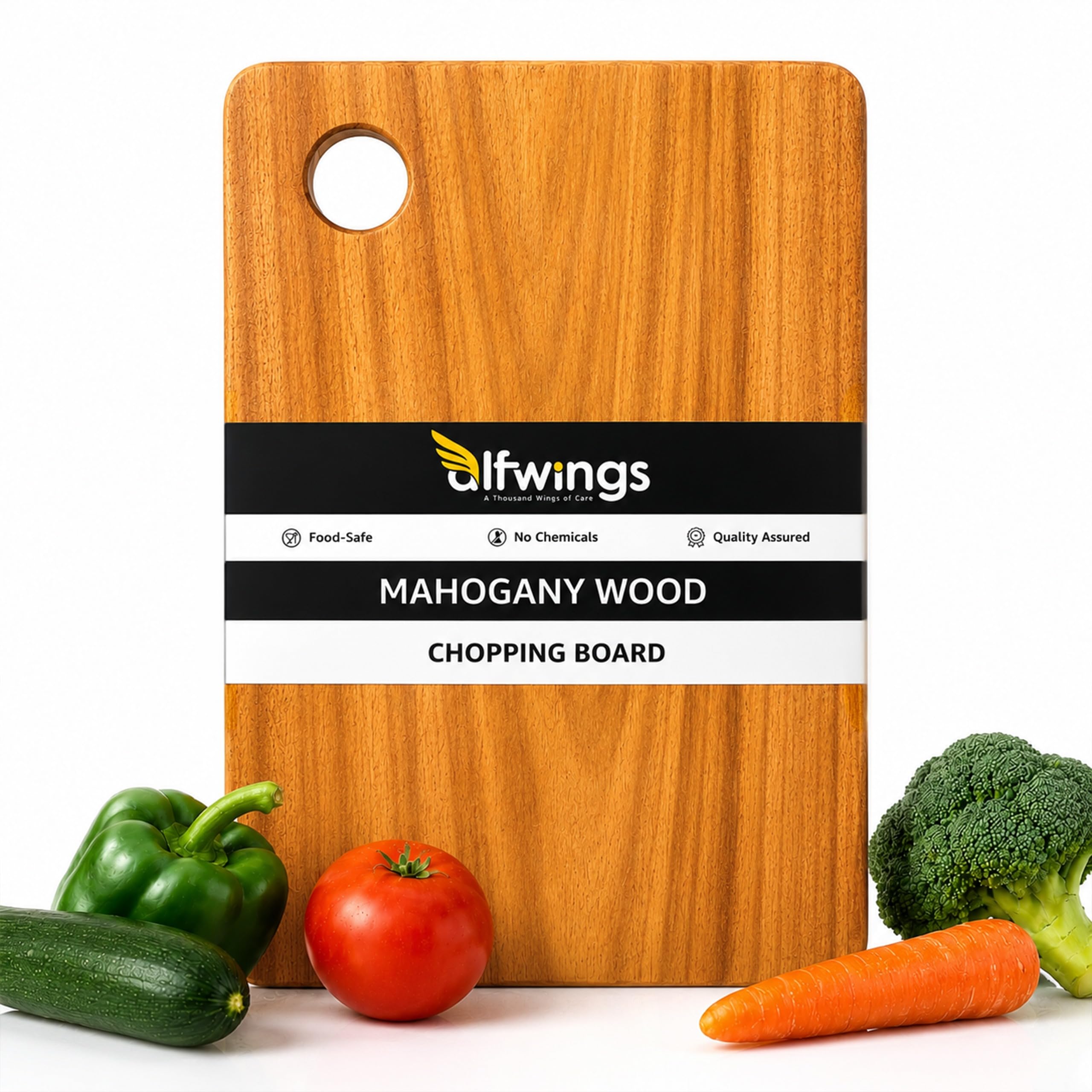Wooden Chopping Board for Kitchen | Solid Mahogany | 100% Food Safe & Natural | Knife Friendly & Chemical Free | (Large, Rectangular)-image-17