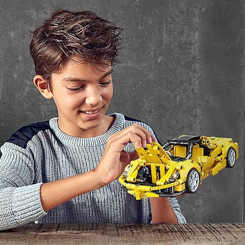 Miniatura 6 de SIENON Technic Super Sports - Kit de construcción de autos de carreras de juguete para atrás, vehículo de carreras, modelo coleccionable de