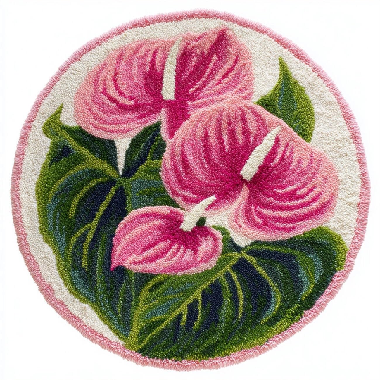 Kitquiver Rug Latch Hook Craft Kits Pink Calla Lilies 60x60cm