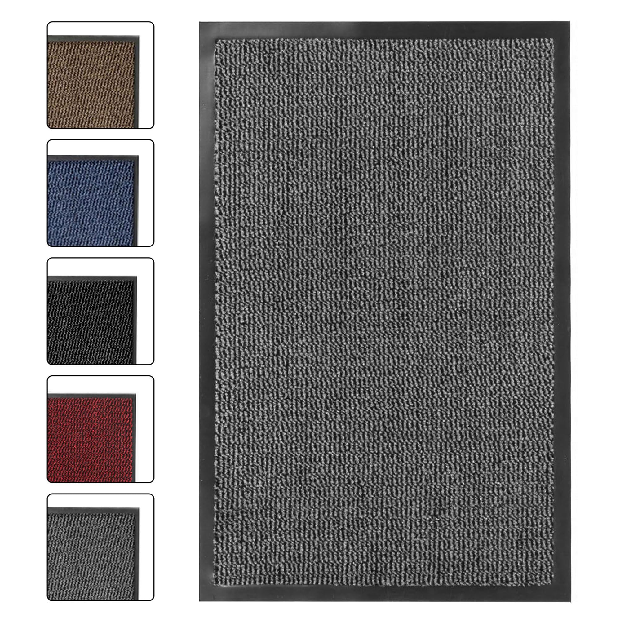 SG Traders Washable Door Mats - Non-Slip Rubber Backed Doormats Indoor & Outdoor - Highly Absorbent Door Mats, Floor Mat, Kitchen Mat, Perfect Dust Grabbing Doormats Dirt Trapper (90x120cm - Grey) — image 1