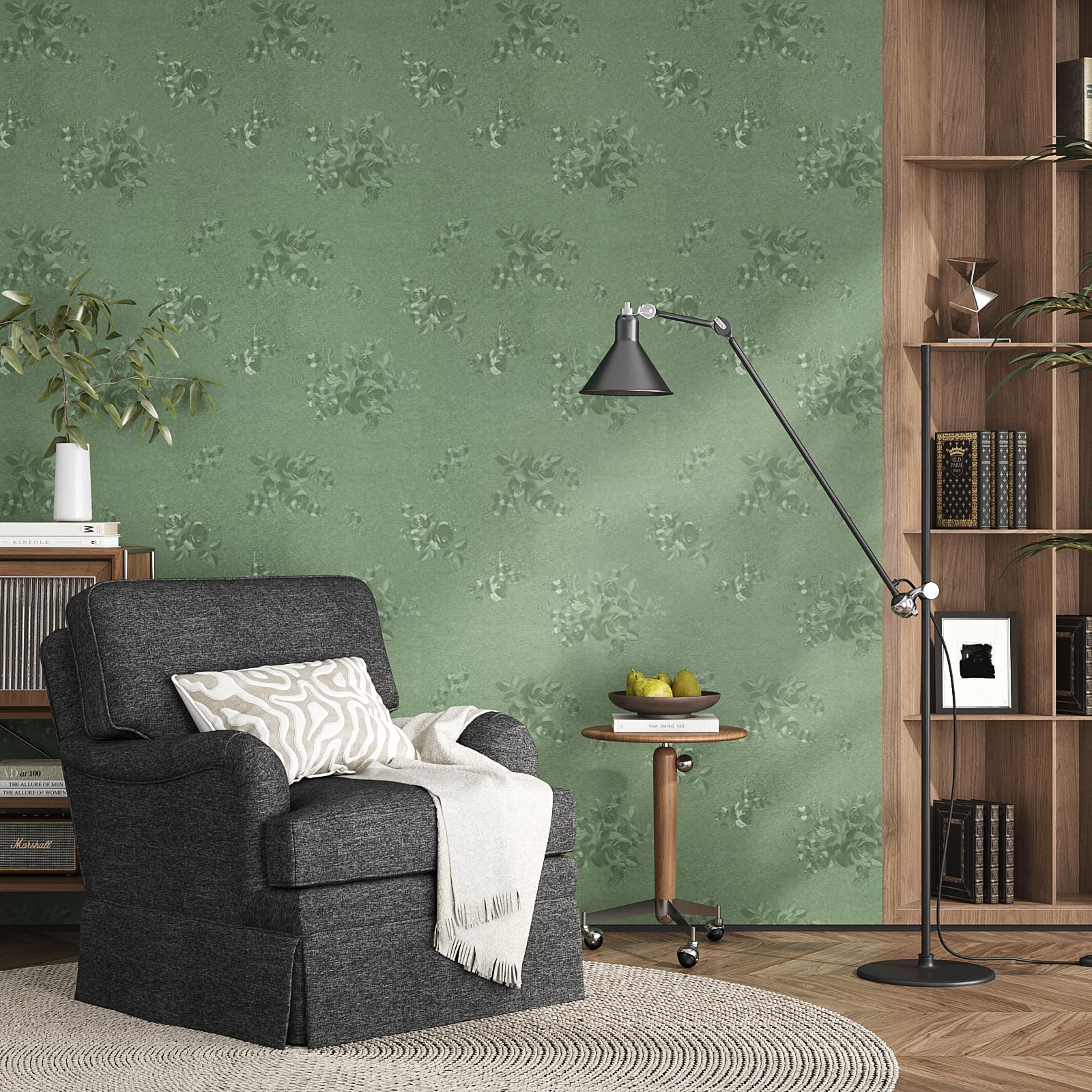 Carta Da Parati Adesiva Verde Salvia - 40cm X 300cm, Opaca, Impermeabile Per Mobili E Pareti