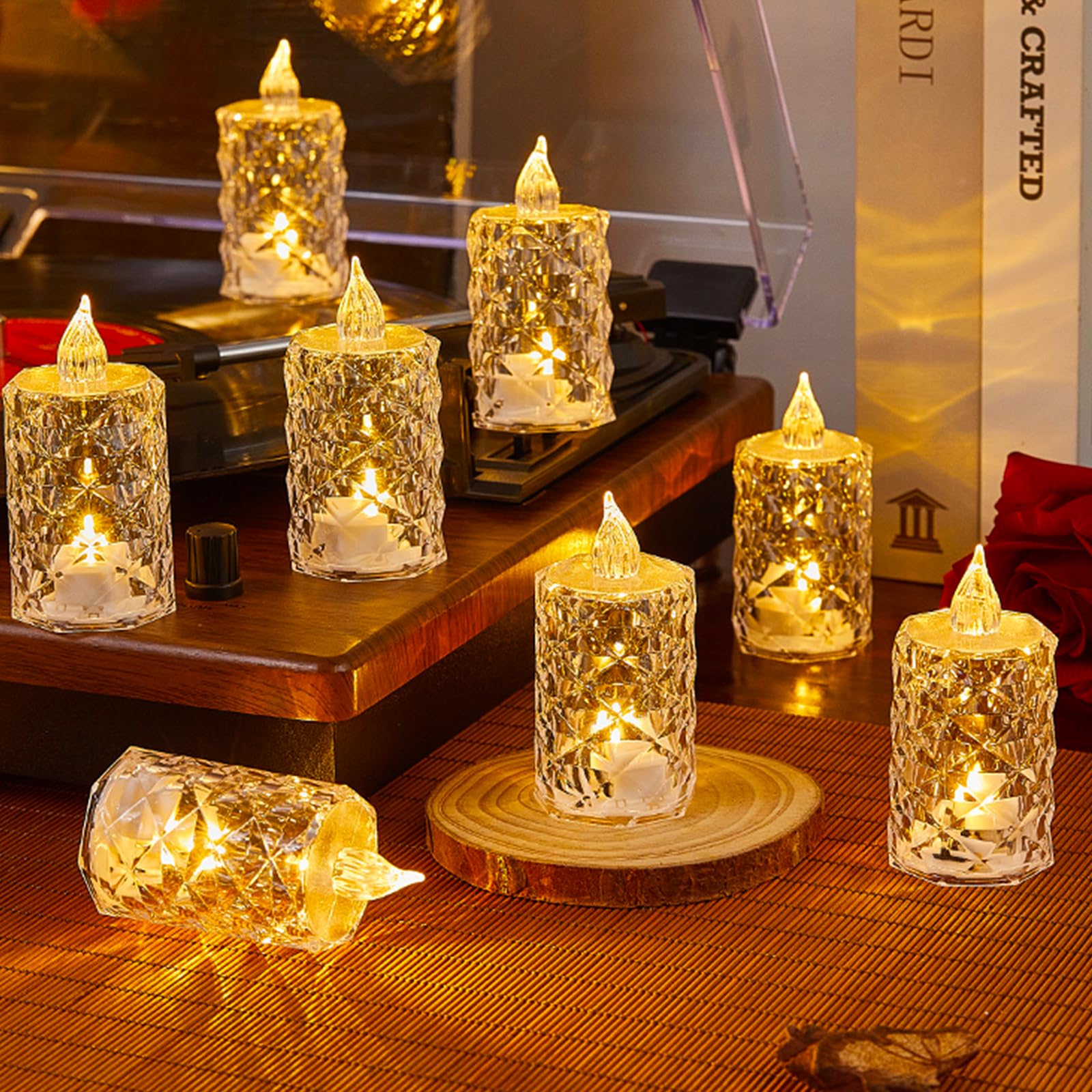 24-Pack Flickering flameless Candles, Battery Operated Tea Lights -for Thanksgiving,Weddings, Halloween, Decorations & Home Decor