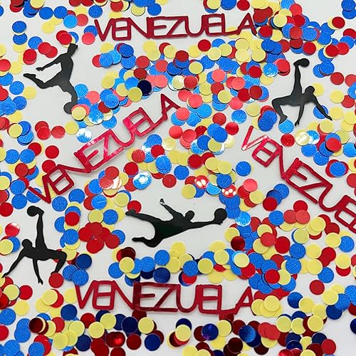 Copa del mundo de confeti - Venezuela jugador de fútbol pelota azul oscuro rojo amarillo - media onza 3389 Copa del mundo de confeti - Venezuela jugador de fútbol pelota azul oscuro rojo amarillo - media onza 3389