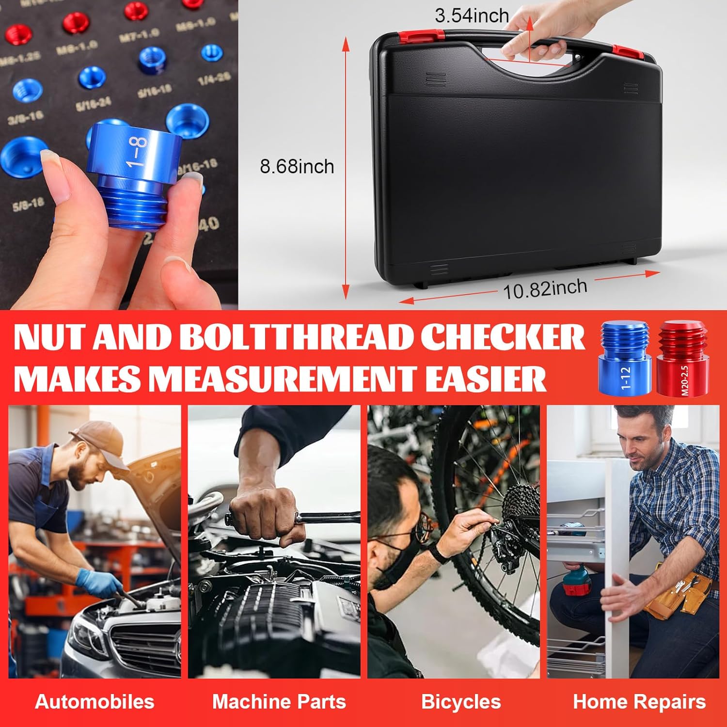 50 Pcs Standard and Metric Nut Bolt Thread Checker Kit,Inch Size Gauges Finder Tool,Detachable Screw Identifier Thread Especially for Tread Fasteners Measuring