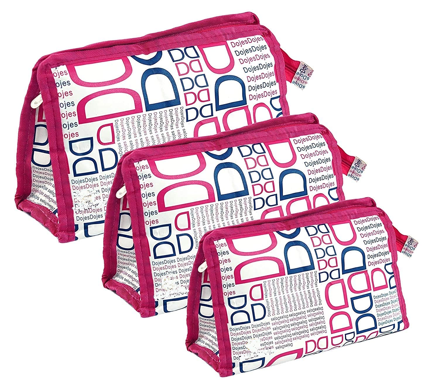 ADJD Set of 3 Synthetic Travel & Cosmetic Pouch for Men & Women - (Pink)