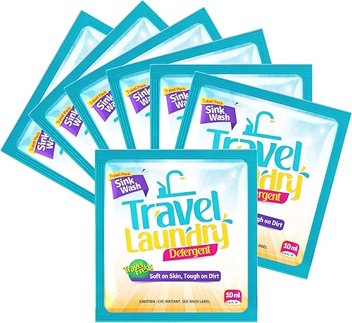 Skywin Detergente para ropa de viaje de 0.3 fl oz  Paquete de 8 paquetes de detergente de viaje eficaz para lavar el fregadero  Jabón ligero de