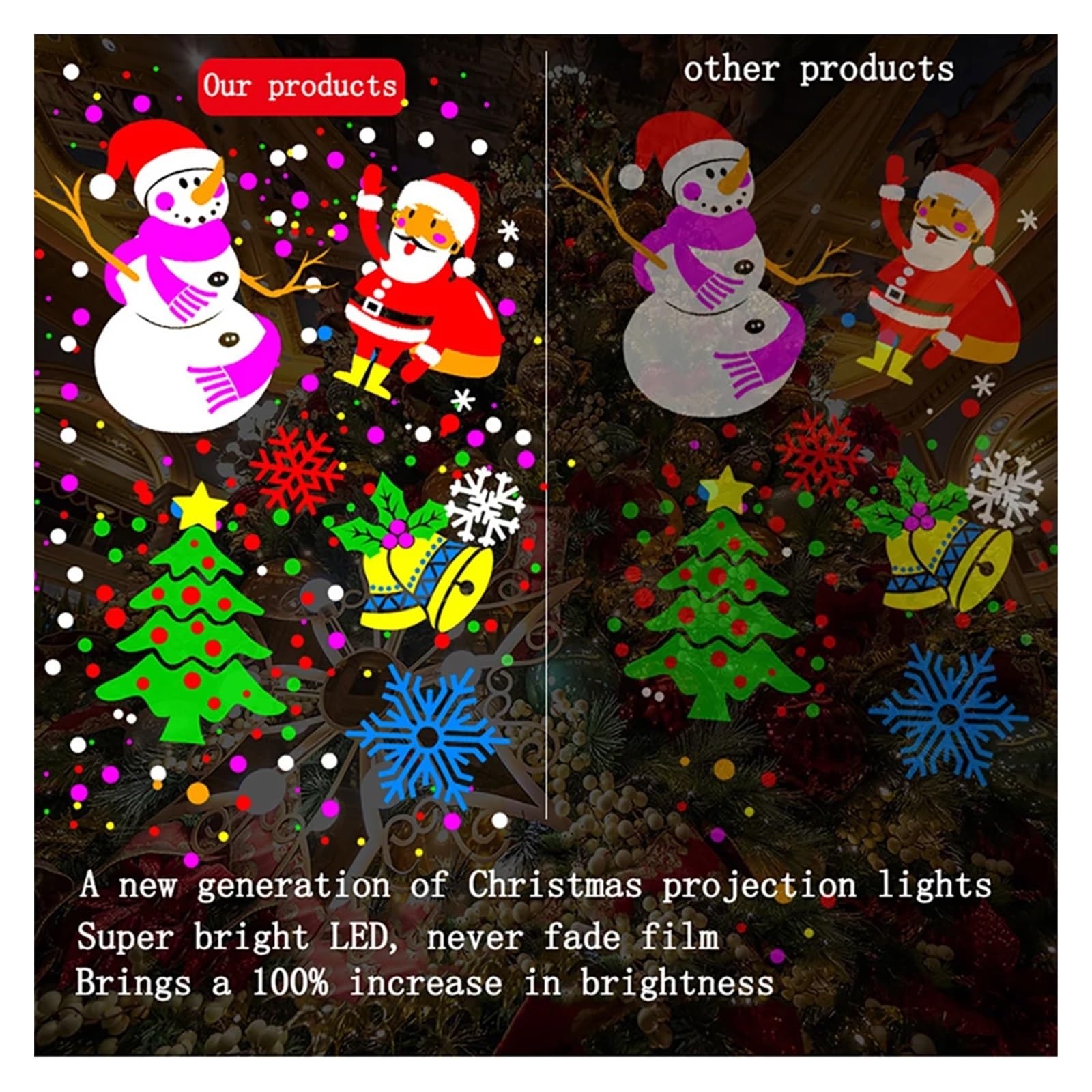 Proiettore di Luce, luci per Feste di Natale DJ Sta Light Proiettore di Luce a LED con 16 Modelli integrati Lampada per Interni ed Esterni Illuminazione per Le Vacanze, per Feste all'aperto