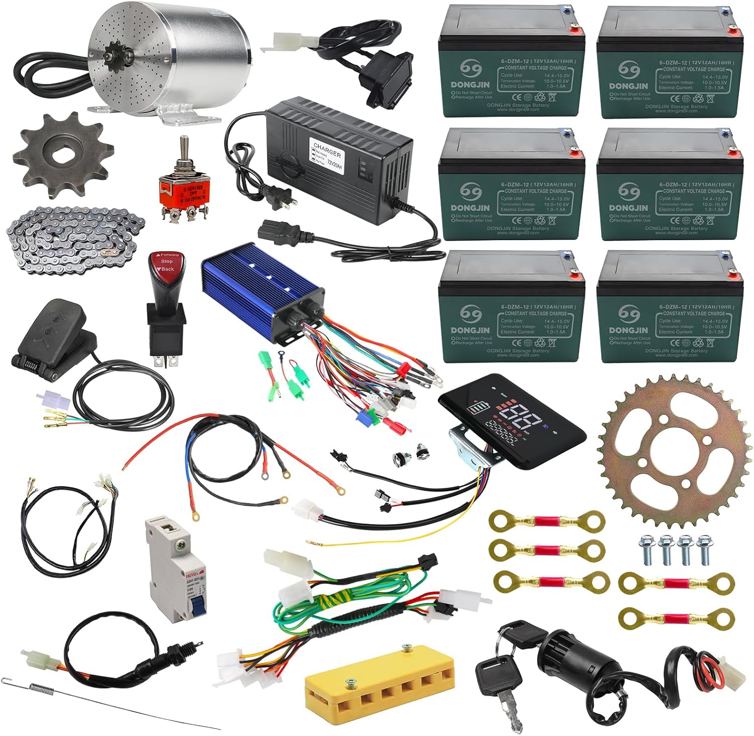 Electric Brushless DC Motor Kit, 72V 3000W Motor Controller with 6-DZM-12 Set 420 Sprocket for Golf Cart Go Kart ATV Quad Buggy Scooter E Bike Bicycle Razor Pit Dirt Bike Motocycle