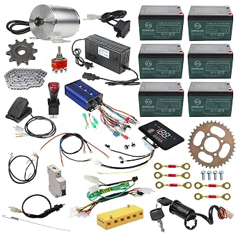 Electric Brushless DC Motor Kit, 72V 3000W Motor Controller with 6-DZM-12 Set 420 Sprocket for Golf Cart Go Kart ATV Quad Buggy Scooter E Bike Bicycle Razor Pit Dirt Bike Motocycle