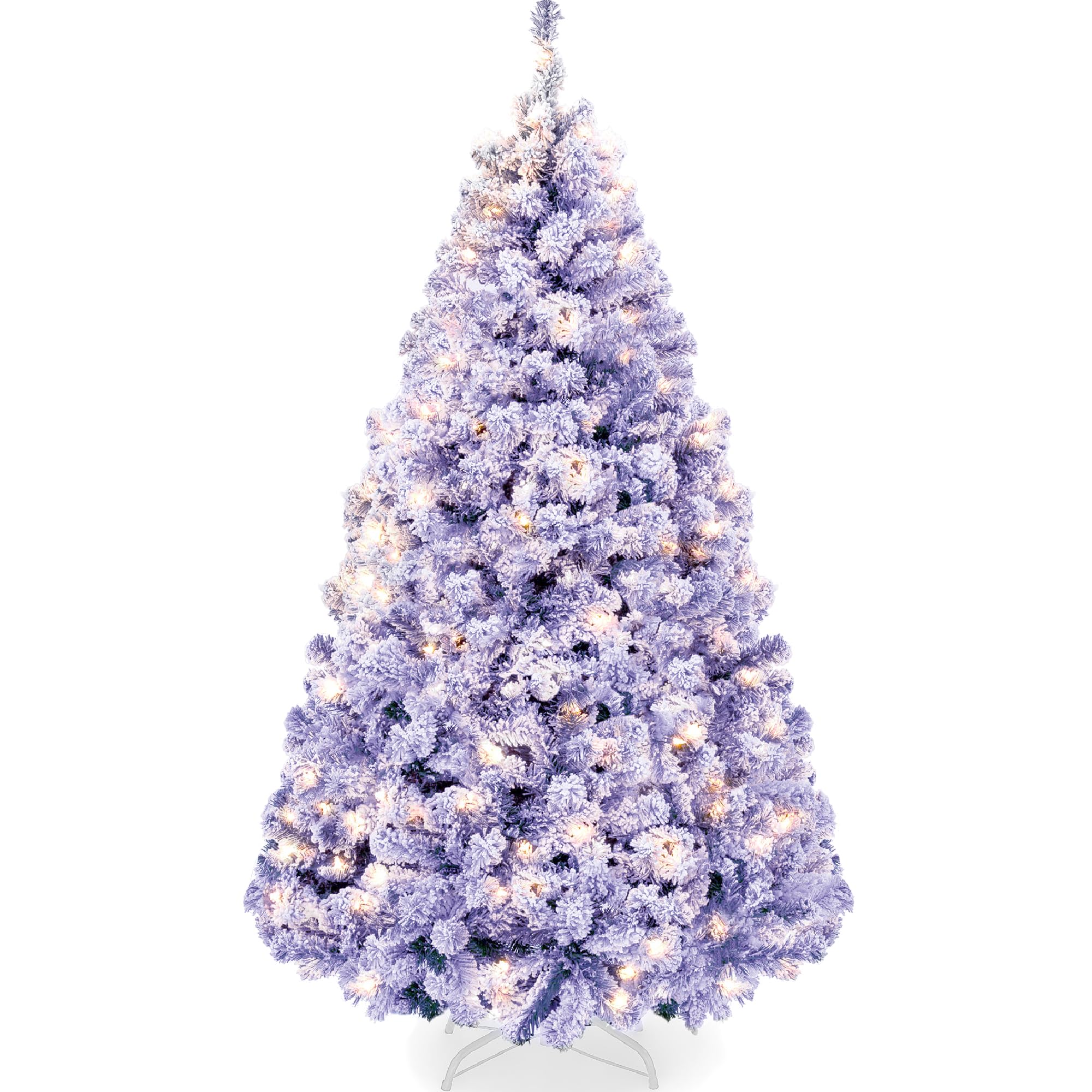 Best Choice Products Pre-Lit Lavender Christmas Tree, 7.5ft Artificial Flocked Full Fir Tree, Holiday Decoration w/ 550 Lights, 1,346 Branch Tips