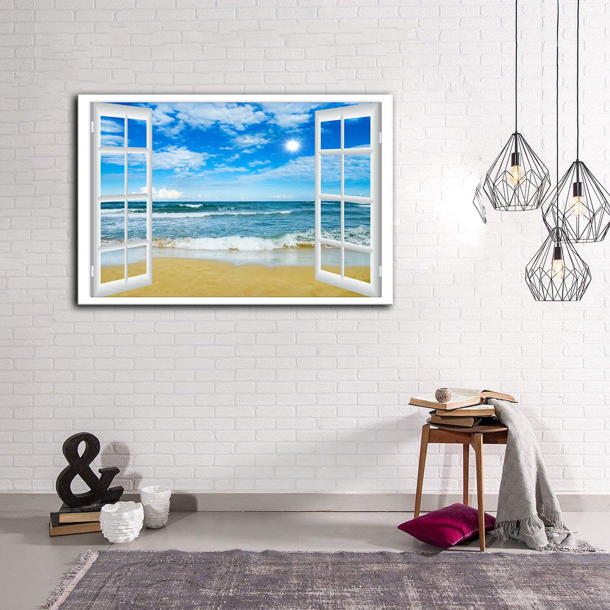 Cuadro Sobre Lienzo Playa Palmeras Caribe - Decoración Mural 100x57 Cm, Ideal Para Salón O Dormitorio