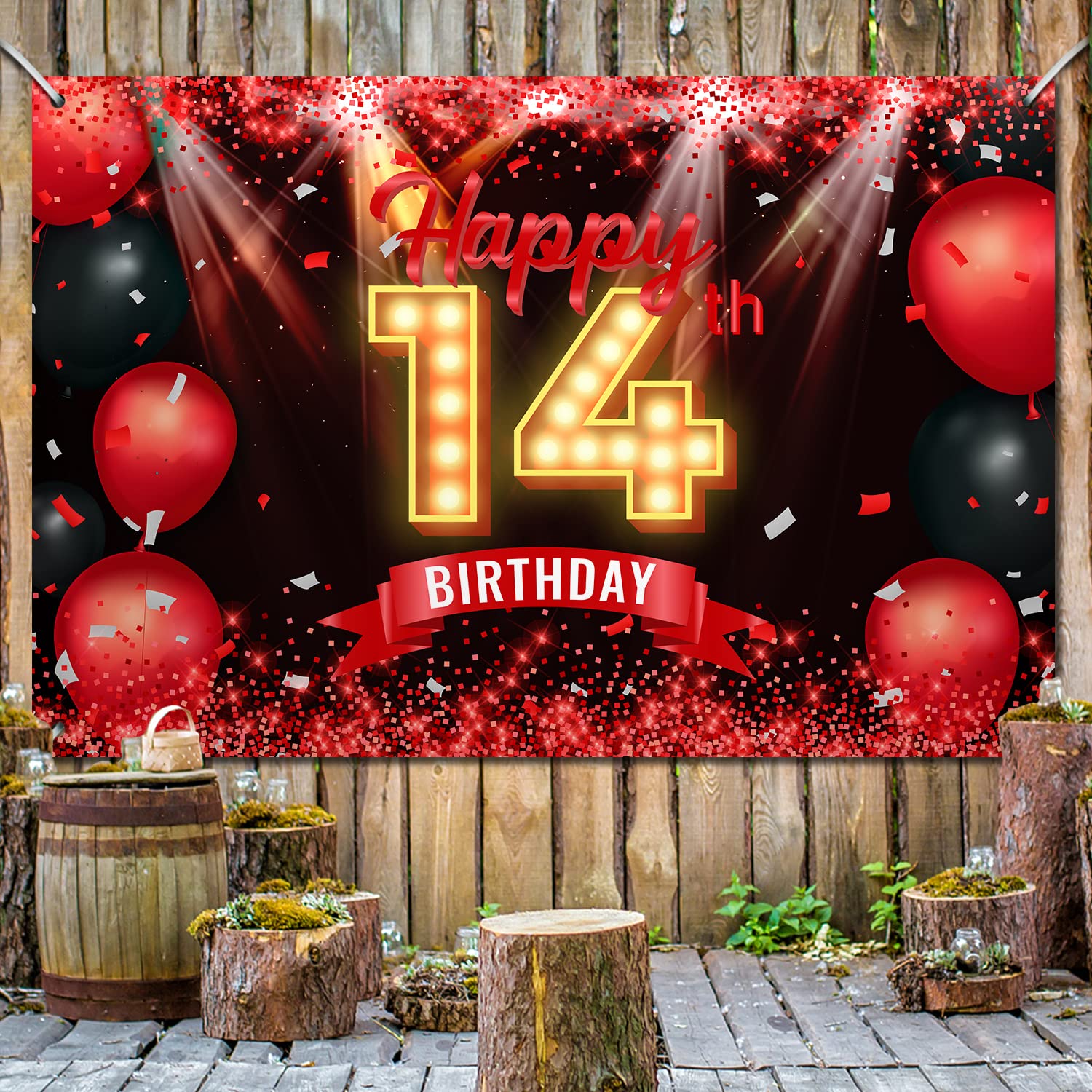 „Bruh It's My 14th Birthday“ Banner – Schwarzer Glitzer, Ca. 3 M, Geburtstagsdeko