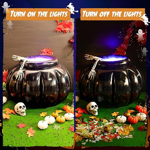 Miniatura 2 de 2 unidades de caldero inflable de Halloween con fabricante de niebla ultrasónica LED y cinta de conductos de 22 x 18 pulgadas, caldero de bruja,