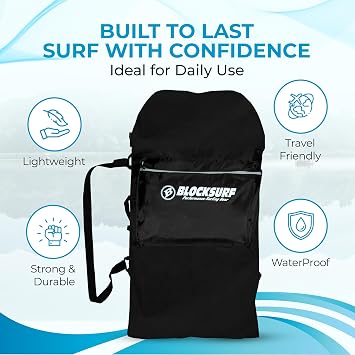 BLOCKSURF Bodyboard Bag | Holds Up to Two 42 Boards | Heavy-Duty Waterproof Design | Adjustable Backpack & Crossbody Straps | Extra Storage Pockets for Gear