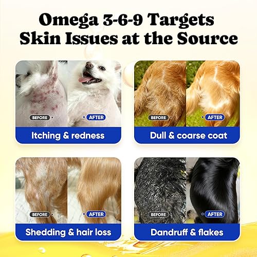 Miniatura 4 de Aceite de pescado para perros  Suplemento de aceite de pescado para perros con aceite de salmón de 8 peces de aguas profundas, rico en DHA y EPA