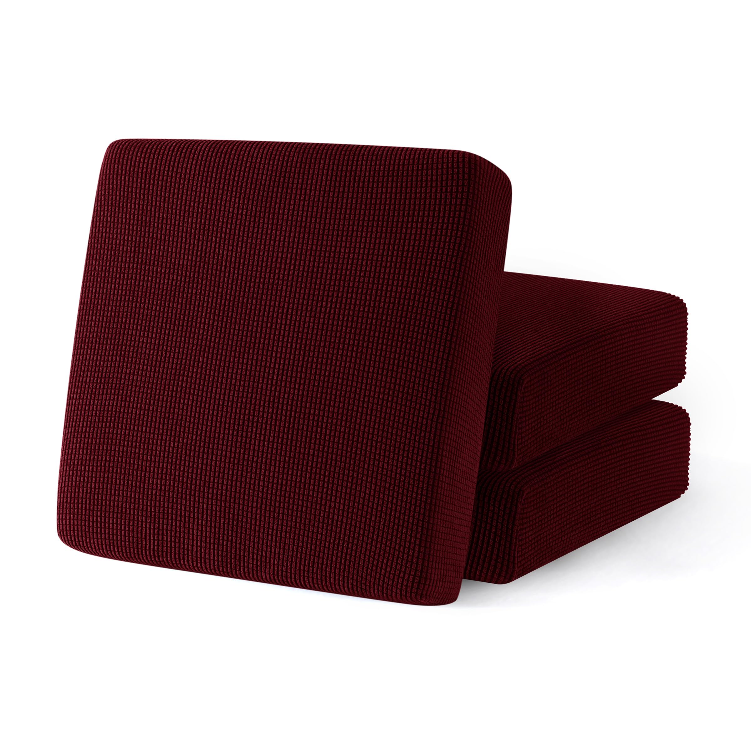 SUBRTEX Stretch Couch Cushion Cover, Sofa Cushion Furniture Protector, Couch Seat Slipcover, High Elasticity for RV Living Room (3 Piece Sofa Cushion, Wine Red)