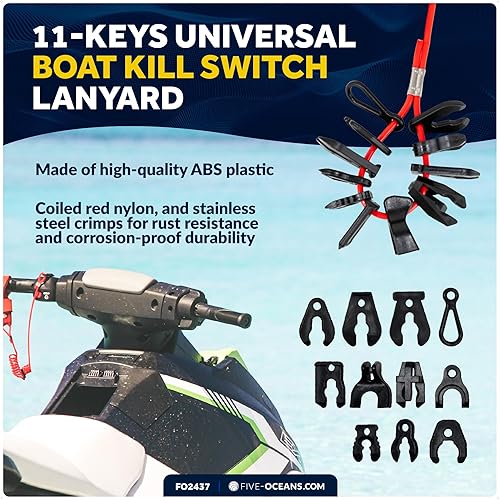 Miniatura 2 de Five Oceans Cordón universal de 11 teclas para interruptor de matanza de barco Yamaha, Johnson, Evinrude, Mercury, Honda, Tohatsu, Suzuki, Kawasaki,