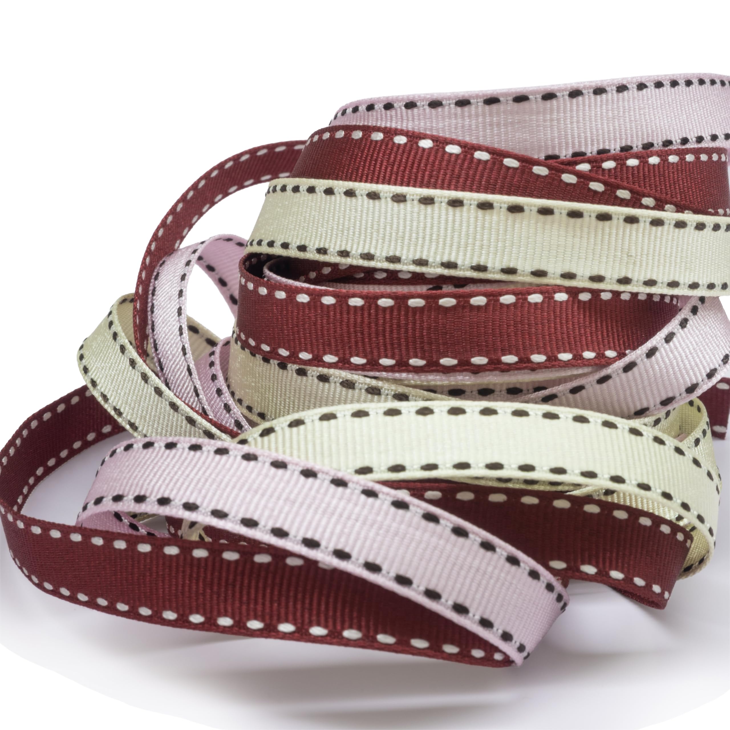 Lot de 24 rouleaux de ruban gros-grain - Bords cousus multicolores - 10 mm de large - Ruban artisanal pour couture, emballage cadeau, nœuds pour cheveux et projets de bricolage